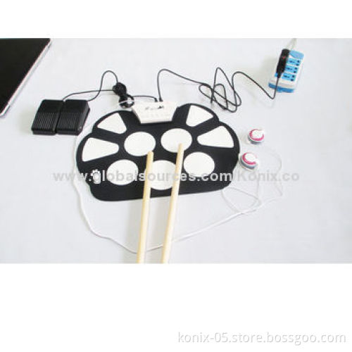 Portable USB roll up drum kit, interface for computer with software
